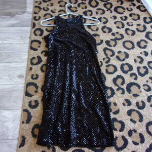 RALPH LAUREN XS BLACK SEQUIN LITTLE BLACK DRESS